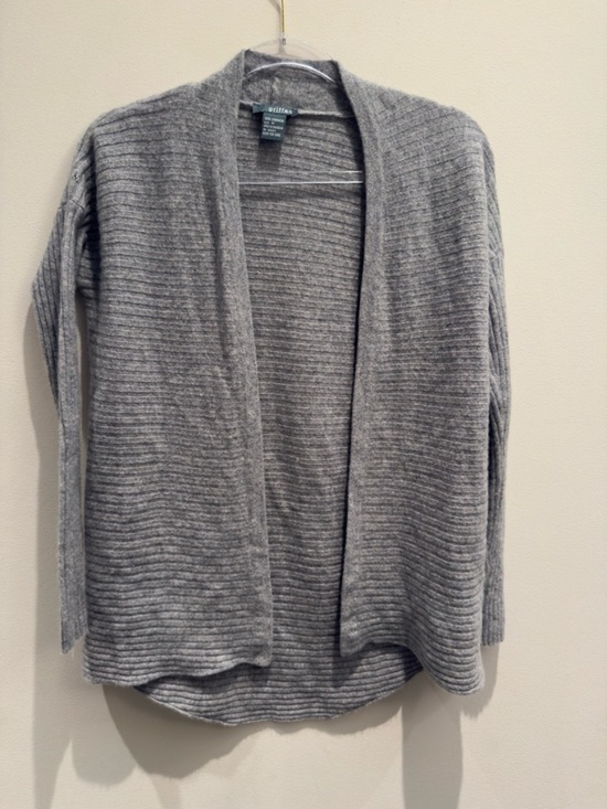 Gilli Sweaters - Griffen - Light Gray Open-Front Ribbed 100% Cashmere Cardigan Size M Women’s